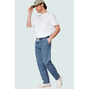 Erkek Denim Pantolon Regular Fit Bol Paça Pamuk Günlük Stil Hafta Sonu Yaz Aylarının Vazgeçilmezi