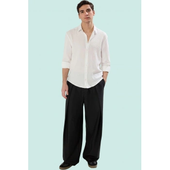 Erkek Dokulu Desenli Regular Fit Uzun Kollu Gömlek Yumuşak Dokuma Günlük Kullanım Hafta Sonu