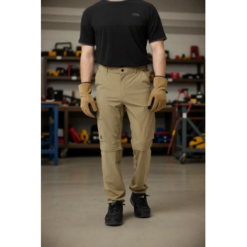 Erkek Düz Kaki Rüzgar Geçirmez Trekking Pantolonu Erciyes Outdoor Pantolon Dönüştürülebilir