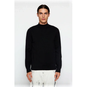 Erkek Fitted %100 Pamuk Yarım Balıkçı Yaka Basic Triko Kazak Kış Şıklığı İçin İdealdir Kaliteli