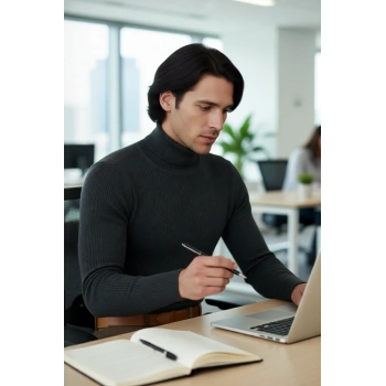 Erkek Fitted Balıkçı Yaka Fitilli Pamuklu Kışlık Kazak Soğuk Havalarda Tarz Sahibi Görünüm Sağlar