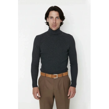 Erkek Fitted Balıkçı Yaka Fitilli Triko Kazak Kış Günleri İçin İdeal Şıklığı ve Konforu Sunar