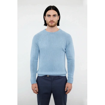 Erkek Fitted Kalıp Bisiklet Yaka Seamless Reglan Kol Basic Triko Kazak Sonbahar Kış Şıklığı