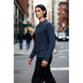Erkek Fitted Kalıp Dokulu Bisiklet Yaka Reglan Kol Triko Kazak Soğuk Kış Günleri İçin İdeal Seçim