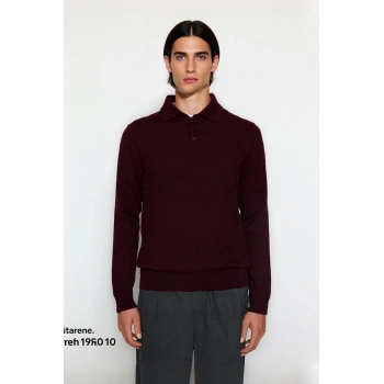 Erkek Fitted Kesim Polo Yaka Triko Kazak Uzun Kollu Smart Casual Tarzı Günlük Şıklık Sunar