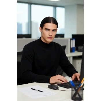 Erkek Gardırobunun Vazgeçilmezi %100 Pamuk Fitted Yarım Balıkçı Yaka Basic Kazak Konforu Kaliteli