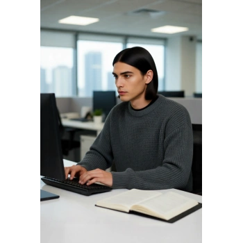 Erkek Geniş Kalıp Bisiklet Yaka Düz Baskısız Kalın Triko Kazak Kış Sezonu İçin İdeal Model