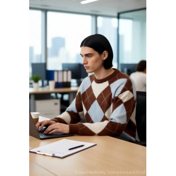 Erkek Günlük Kullanım İçin Bisiklet Yaka Triko Ekose Desenli Regular Kesim Kışlık Kazak İdeal Konfor