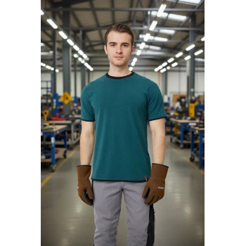 Erkek Khaki O Yaka Tshirt 92 Pamuk Morina shirt Nefes Alabilir Rahat Kesim