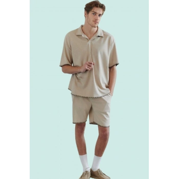 Erkek Kısa Boy Dikiş Detaylı Şort Pamuk Günlük Yaşam İçin Hafta Sonu Yaz Aylarının Vazgeçilmezi