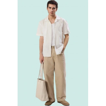 Erkek Kisa Kollu Basic Fit Pamuk Apaş Yaka Gömlek Rahat Günlük Stil Yaz Aylarının Vazgeçilmezi