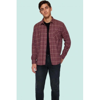 Erkek Kışlık Flanel Kareli Gömlek Regular Fit Uzun Kol Pamuk Günlük Stil Dayanıklı Malzeme