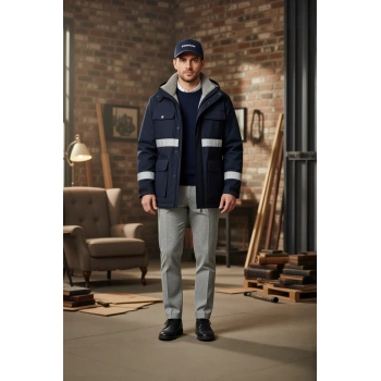 Erkek Klasik Desenli Pantolon GriBeyaz Kazayağı Flato Cepli İş