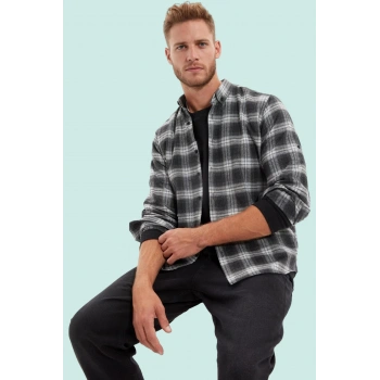 Erkek Klasik Ekose Gömlek Standart Kol Düğmeli Casual Tarz Günlük Kullanım Kaliteli Malzeme