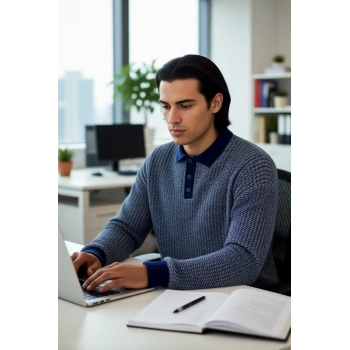 Erkek Konforlu Şık Dokulu Polo Yaka Uzun Kollu Akrilik Triko Kazak Soğuk Günlerin Vazgeçilmezi