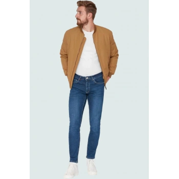 Erkek Modern Slim Fit Denim Kot Pantolon Dar Paça Esnek Kumaş Günlük Stil Kaliteli Malzeme