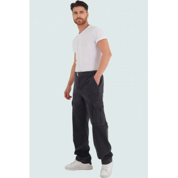 Erkek Modern Straight Fit Kargo Pantolon Pamuk Gabardin Kumaş Günlük Stil Kaliteli Malzeme