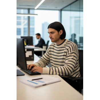 Erkek Oversize Bisiklet Yaka Çizgili Triko Kazak Günlük Kombinler İçin Konforlu Ve Trend Bir Stildir