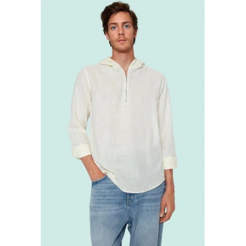 Erkek Pamuk Regular Fit Gömlek; Kapüşonlu Fermuarlı Günlük Stil Yaz Aylarının Vazgeçilmezi
