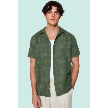 Erkek Pamuklu Desenli Gömlek Rahat Kesim Apaş Yaka Yazlık Günlük Kullanım Kaliteli Malzeme