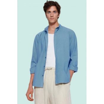 Erkek Pamuklu Keten Görünümlü Gömlek Regular Fit Rahat Günlük Stil Yaz Aylarının Vazgeçilmezi