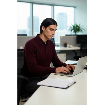 Erkek Polo Yaka Düğmeli Triko Kazak Fitted Kalıp Uzun Kol Soğuk Havalarda Şık Seçenek Kaliteli