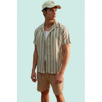 Erkek Regular Fit Çizgili Gömlek Pamuk Günlük Ve Rahat Kombinler Yaz Aylarının Vazgeçilmezi