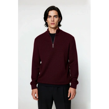 Erkek Regular Fit Düz Fermuarlı Dik Yaka Triko Kazak Kışlık Soğuk Hava Şıklığı İçin Mükemmel Seçim.