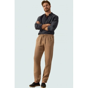 Erkek Regular Fit Keten Pantolon Yüksek Bel Straight Kalıp Günlük Kullanım Kaliteli Malzeme