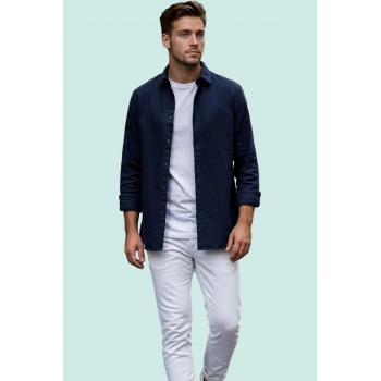 Erkek Regular Fit Uzun Kollu Düz Desen Gömlek Pamuklu Günlük Kullanım Yaz Aylarının Vazgeçilmezi