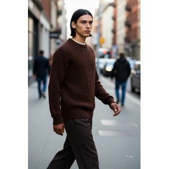 Erkek Regular Kalıp Bisiklet Yaka Dokulu Triko Kazak Soğuk Havalarda Sıcak Tutan Şıklık Kaliteli