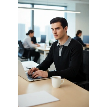 Erkek Regular Kesim Polo Yaka Renk Bloklu Uzun Kol Akrilik Kazak Günlük Şıklığınızı Tamamlar