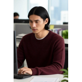 Erkek Regular Kesim Yünlü Bisiklet Yaka Uzun Kollu Bordo Düz Triko Kazak Günlük Kullanım İçin