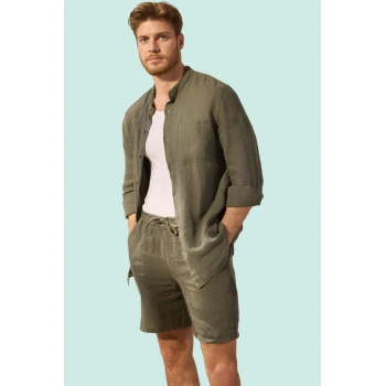 Erkek Renk Keten Şort Boru Paça Rahat Kalıp Yazlık Günlük Kombinler İçin Dayanıklı Malzeme