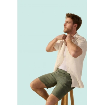 Erkek Renk Keten Şort Casual Tarz Yazlık Kısa Boy Straight Kalıp Yaz Aylarının Vazgeçilmezi