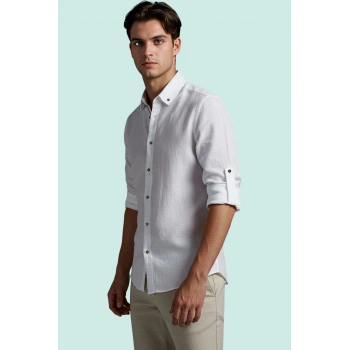 Erkek Slim Fit Uzun Kollu Gömlek Pamuklu Casual Günlük Hafta Sonu Yaz Aylarının Vazgeçilmezi