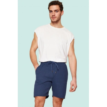 Erkek Sportif Dokulu Waffle Şort Renk Rahat Günlük Yaz Kombinleri Hafta Sonu Modern Tasarım