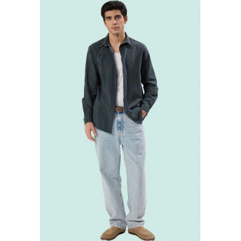 Erkek Uzun Kollu Dokuma Gömlek Pamuk Günlük Ve İş Hayatı İçin Hafta Sonu Dayanıklı Malzeme
