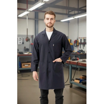 Erkek Uzun Kollu İş Önlüğü 75 Polyester OEKOTEX Vanessa Önlük Yaka Rahat