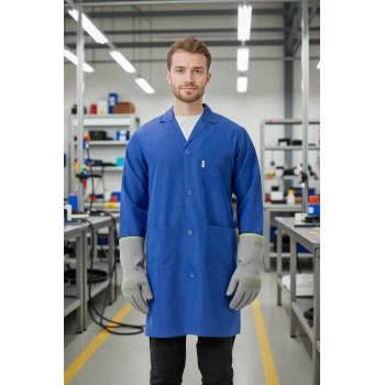 Erkek Uzun Kollu İş Önlüğü 75 Polyester OEKOTEX Vanessa Önlük Yaka Rahat