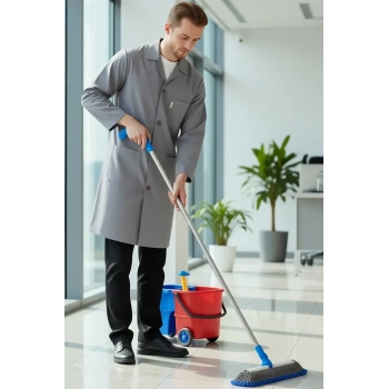 Erkek Uzun Kollu İş Önlüğü 75 Polyester OEKOTEX Vanessa Önlük Yaka Rahat