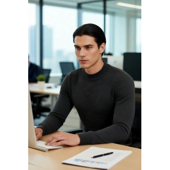 Erkek Yarım Balıkçı Yaka Fitted Basic Triko Kazak Kışlık Kombinlerinize Şık Ve Konforlu Bir Dokunuş.