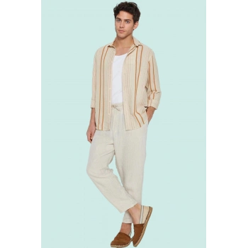 Erkek Yazlık Çizgili Gömlek Pamuk Rahat Kalıp Günlük Kombinler İçin Yaz Aylarının Vazgeçilmezi