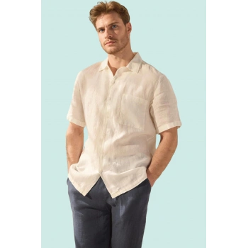 Erkek Yazlık Keten Gömlek Kısa Kollu Yaka Regular Fit Günlük Kullanım Yaz Aylarının Vazgeçilmezi