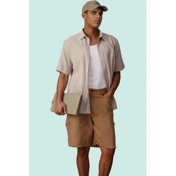 Erkek Yazlık Kısa Kollu Gömlek Ekose Desen Apaş Yaka Pamuk Rahat Kalıp Yaz Aylarının Vazgeçilmezi