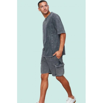Erkek Yazlık Pamuk Şort Casual Dar Paça Normal Bel Yıkamalı Günlük Kullanım Modern Tasarım