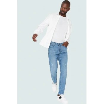 Erkek Yırtıklı Denim Kot Pantolon Pamuk Casual Günlük Stil Hafta Sonu Yaz Aylarının Vazgeçilmezi