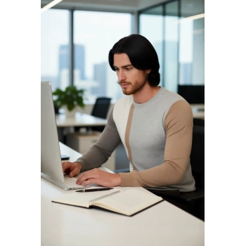 Erkekler İçin Casual Günlük Giyim Bisiklet Yaka Renk Bloklu Fitted Kalıp Uzun Kollu Kazak Kaliteli