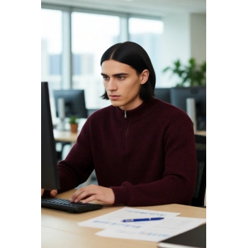 Erkeklere Özel Konforlu Regular Kalıp Düz Akrilik Triko Dik Yaka Büyük Beden Kazak Kaliteli