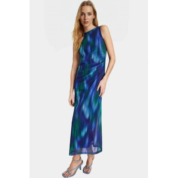 Esnek Örme Maxi Elbise Çiçek Desenli Astarlı Bodycon Özel Tasarım Premium Kalite Uzun Ömürlü